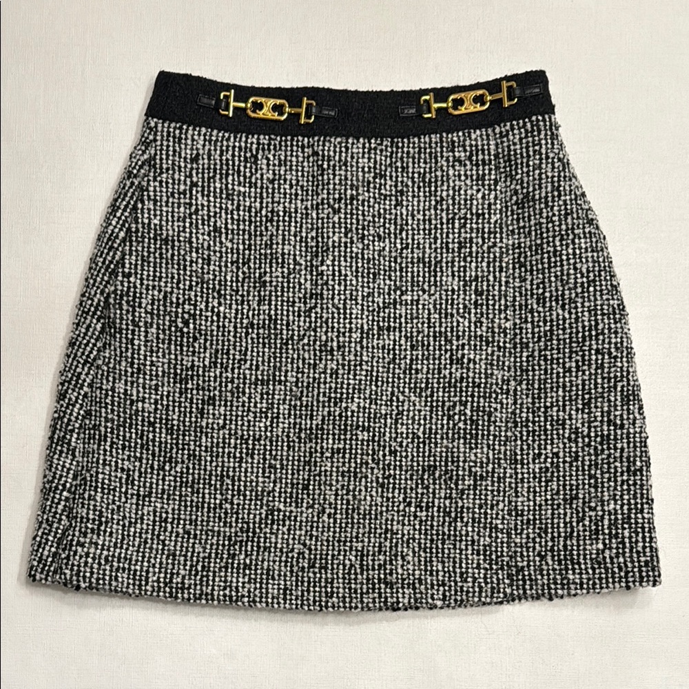 Celine Wool Mini Skirt with Gold Detail - Picture 2 of 7